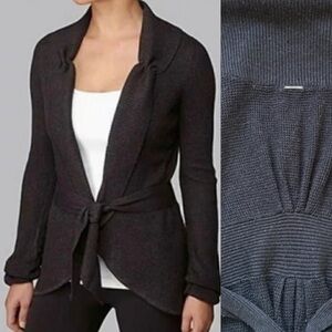 Lululemon Pulse Dance Cinch Sport Cardigan Cashmere Gray Waist Tie Wrap Sz Small